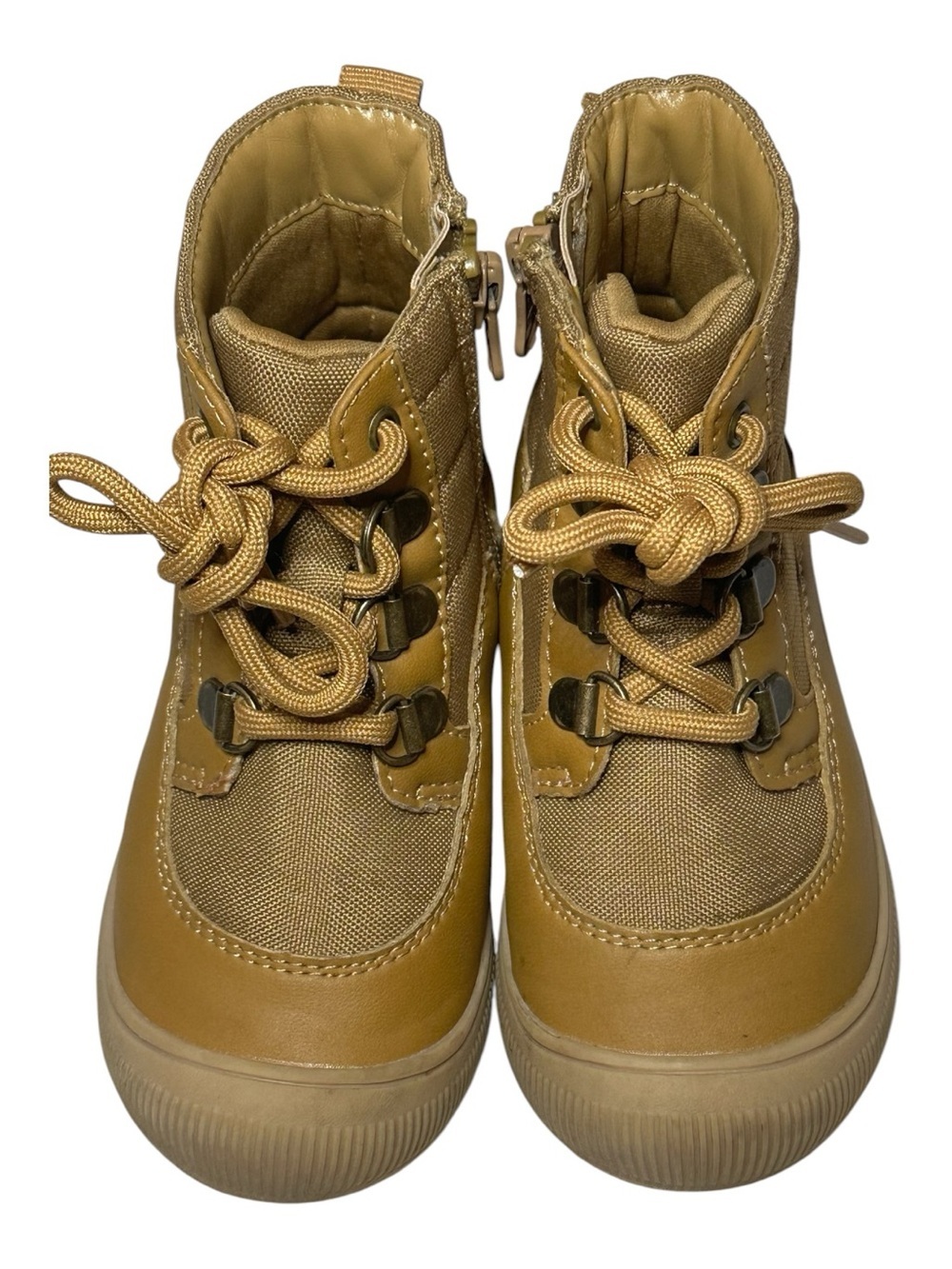 Cat&Jack Kids Tan Lace-Up Side-Zip fox Boots size 8.